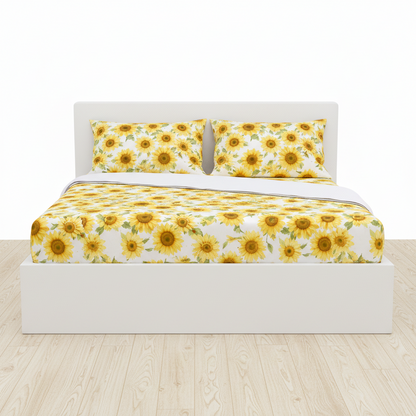 Juego de sabana estampada polialgodon girasoles