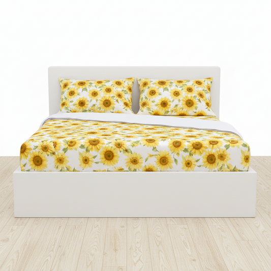 Juego de sabana estampada polialgodon girasoles