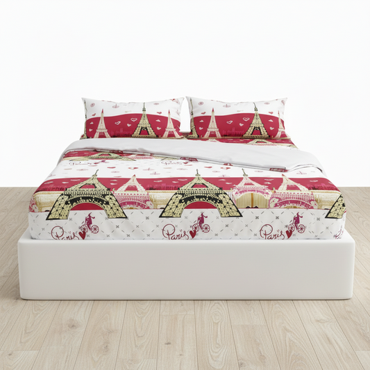 Juego de sabana estampada polialgodon paris